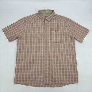 Under Armour UA Drift Tide 2.0 Shirt Men's XL Red Plaid Fitted Button Up